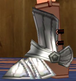 Equipped Nuadha Plate Boots viewed from the side