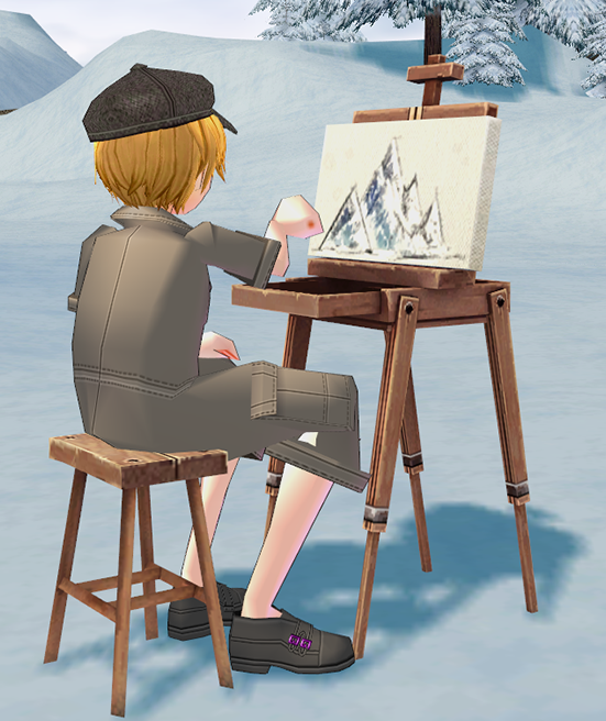 Unfinished Snow Mountain Painting and Easel preview.png