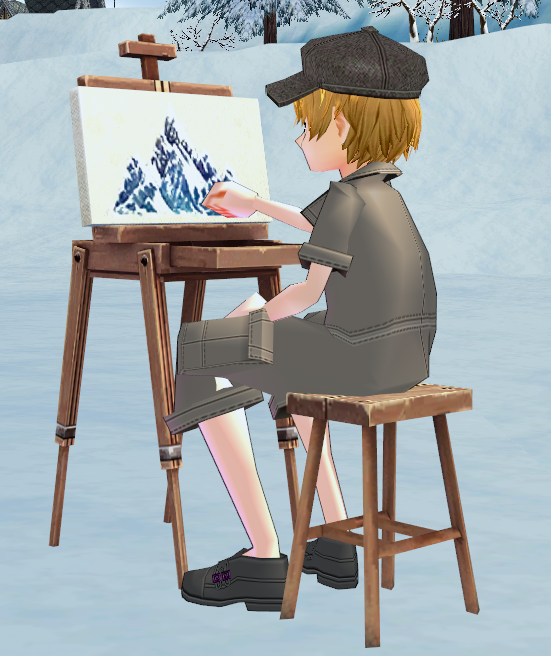 Finished Snow Mountain Painting and Easel preview.png